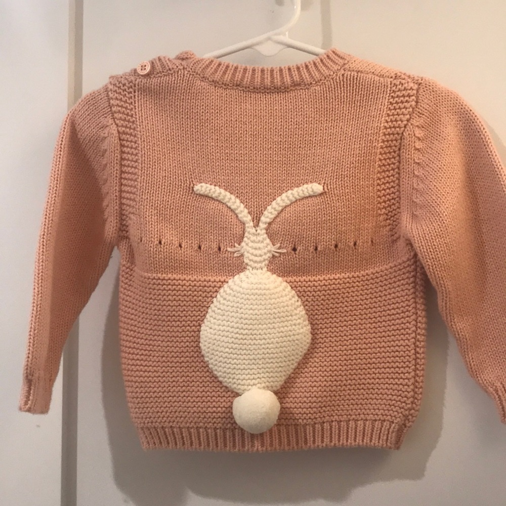 Stella McCartney pink bunny sweater and hat.